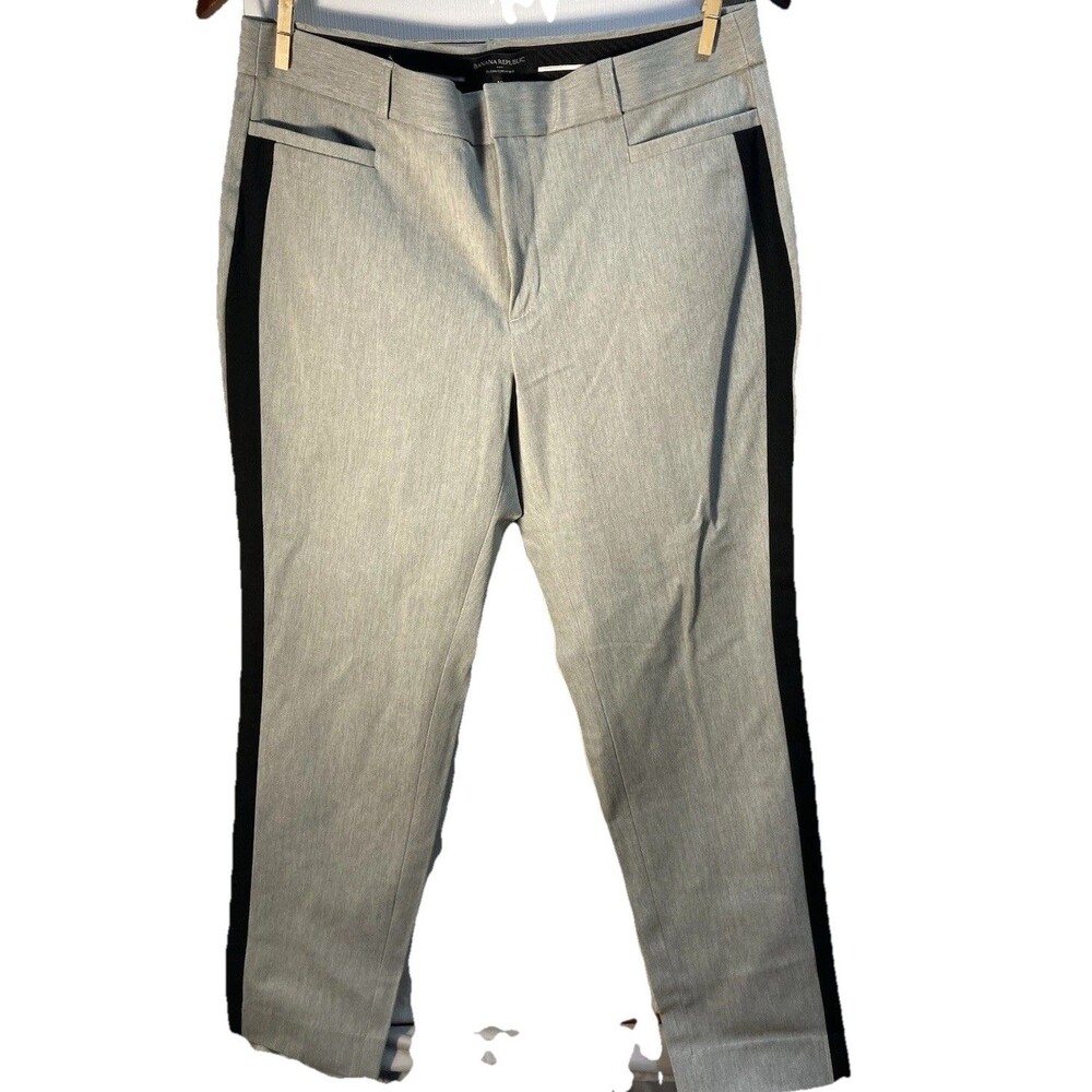 Banana Republic W Sz 10 Trouser Dress Pants Gray Black Stripe Curvy Fit NWOT